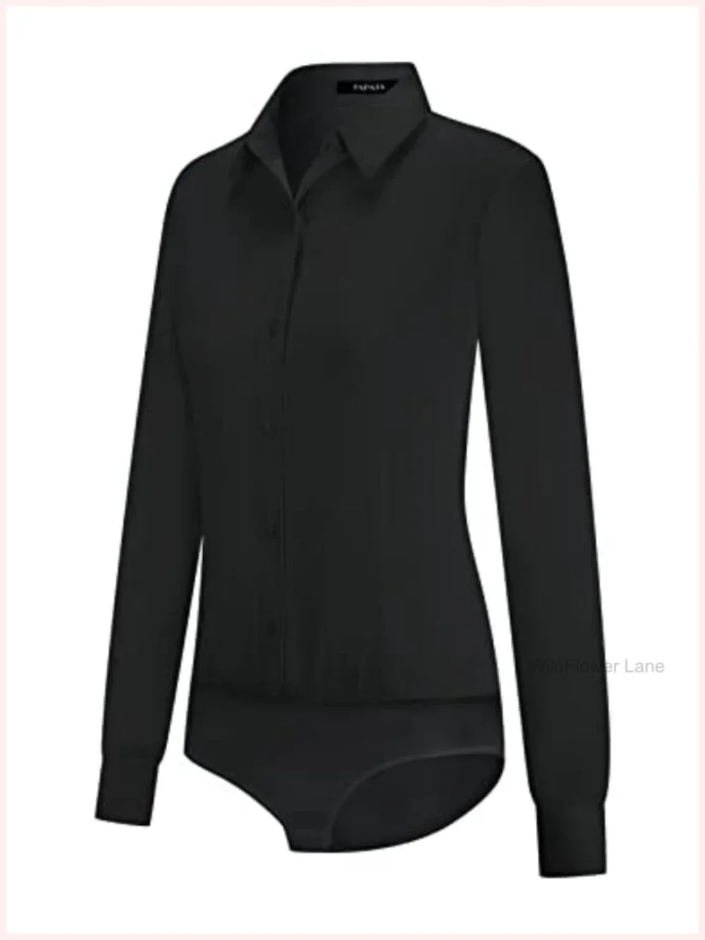 Long Sleeve Bodysuit Blouse Button Down Solid Office Work Shirt